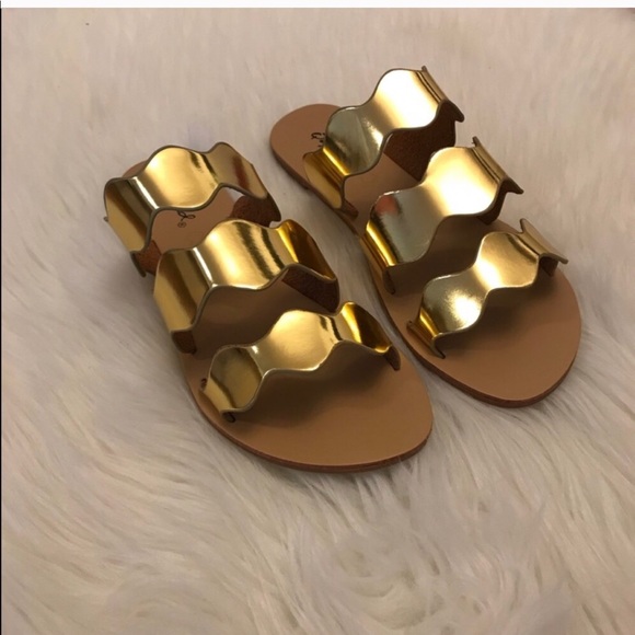 Athena Metallic Gold Slip On Sandals 6 - Picture 8 of 8